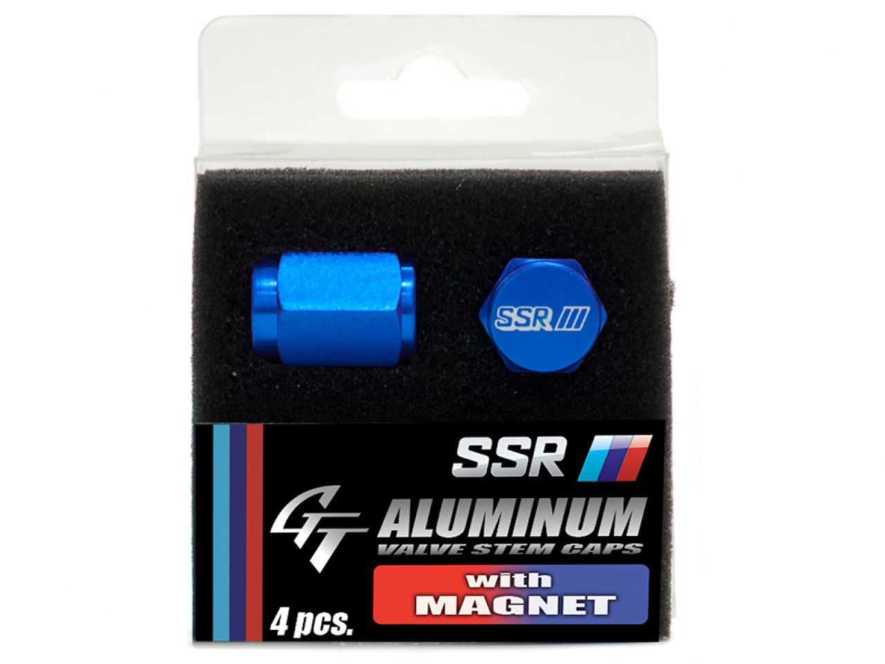 SSR Aluminum Valve Stem Cap w/ Magnet (4 Pcs.) - Blue