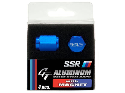 SSR Aluminum Valve Stem Cap w/ Magnet (4 Pcs.) - Blue