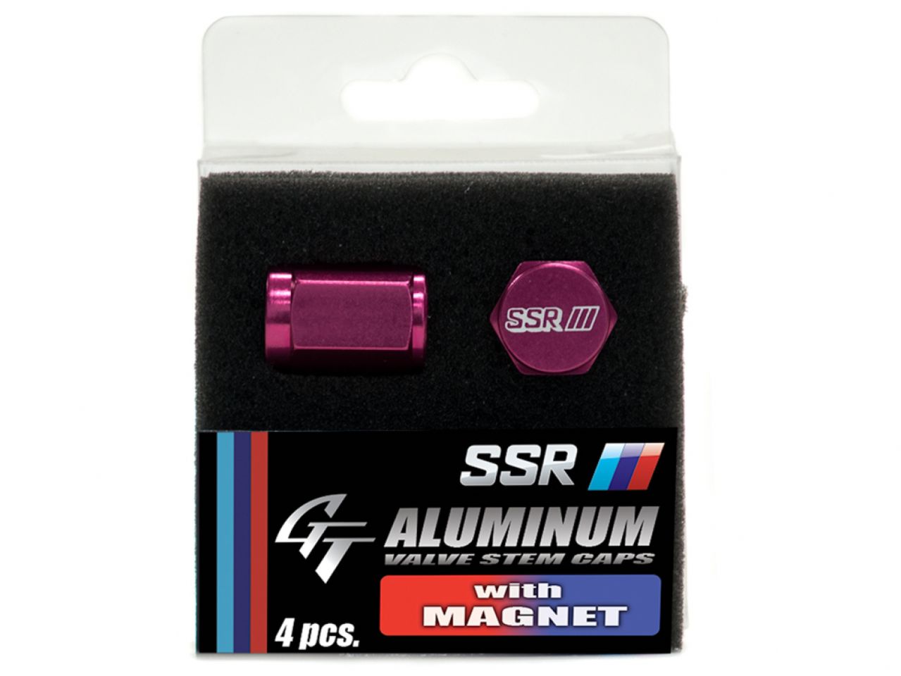 SSR Aluminum Valve Stem Cap w/ Magnet (4 Pcs.) - Red