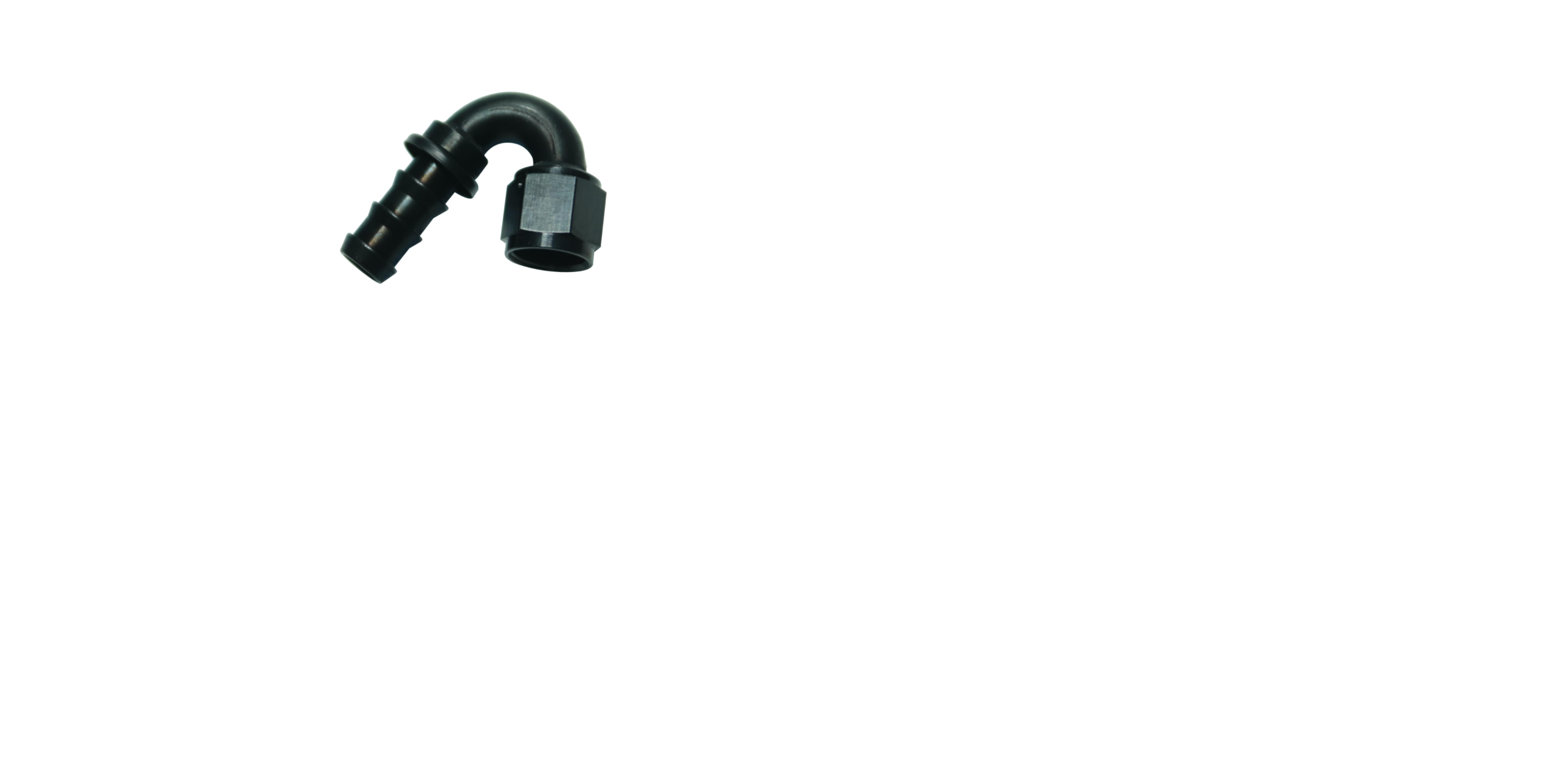 Aeroquip -10AN Hose Size; 150 Deg. Elbow; Socketless; Black; Bulk