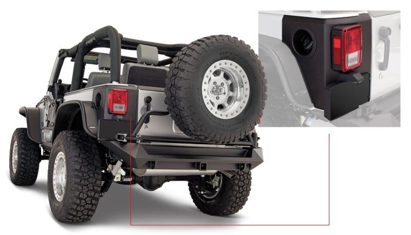 Bushwacker 07-18 Jeep Wrangler Trail Armor Rear Corners - Black 14009 Main Image