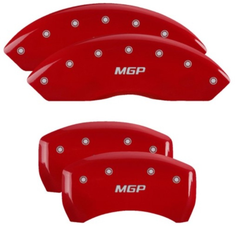 MGP 4 Caliper Covers Engraved Front & Rear MGP Red Finish Silver Char 2019 Chevrolet Blazer 14255SMGPRD