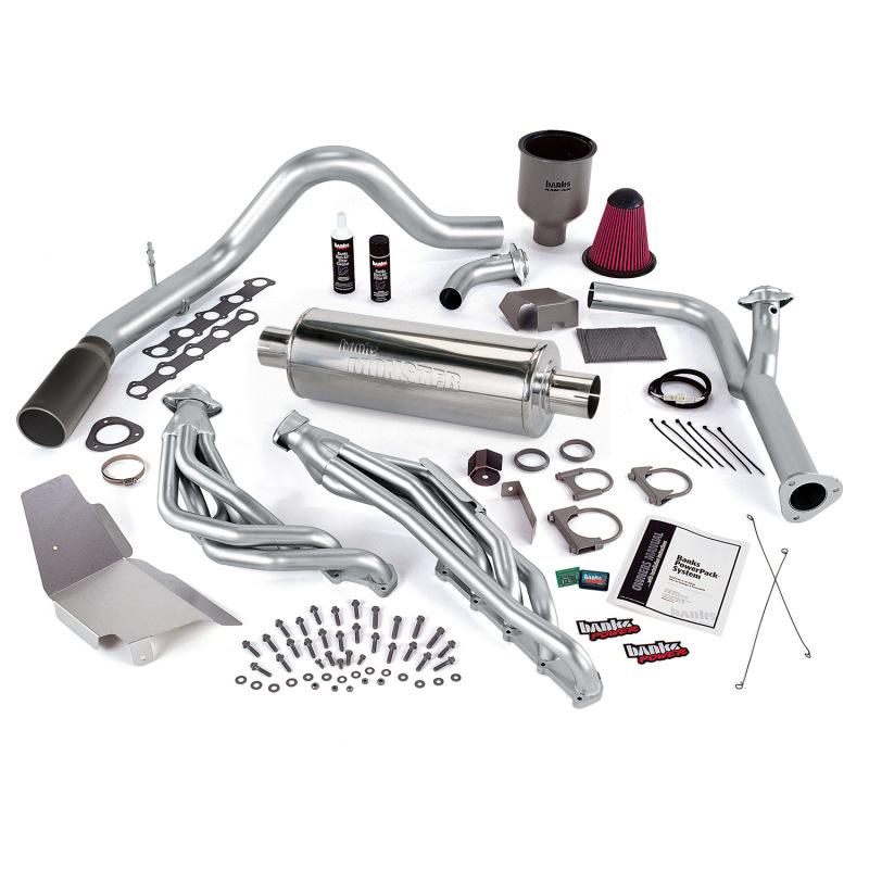 Banks Power 99-04 Ford 6.8L Truck EGR-Late Cat PowerPack System - SS Single Exhaust w/ Black Tip 49132-B Main Image