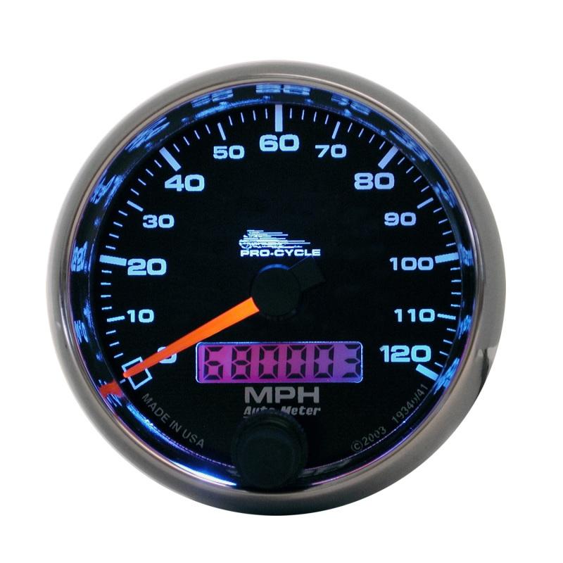 Autometer Pro-Cycle Gauge Speedo 2 5/8in 120 Mph Elec Black 19340 Main Image