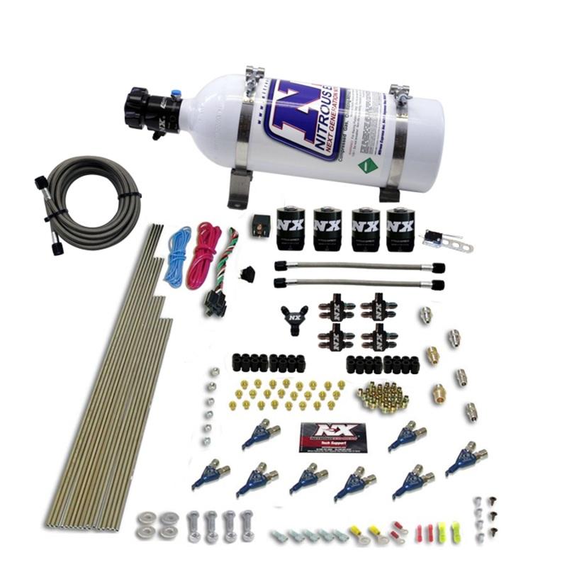 Nitrous Express 8 Cyl Piranha Direct Port 4 Solenoids Nitrous Kit (200-500HP) w/5lb Bottle 80001-05 Main Image