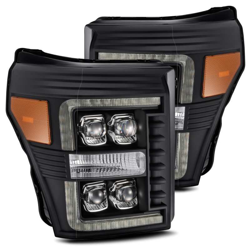 AlphaRex 11-16 Ford F-350 SD NOVA LED Projector Headlights Plank Style Blk w/Activ Light/Seq Signal 880149 Main Image