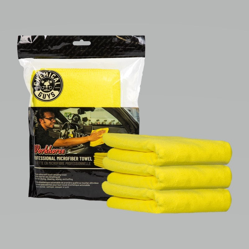 Chemical Guys Workhorse Professional Microfiber Towel - 16in x 16in - Yellow - 3 Pack (P16) MICYELLOW03