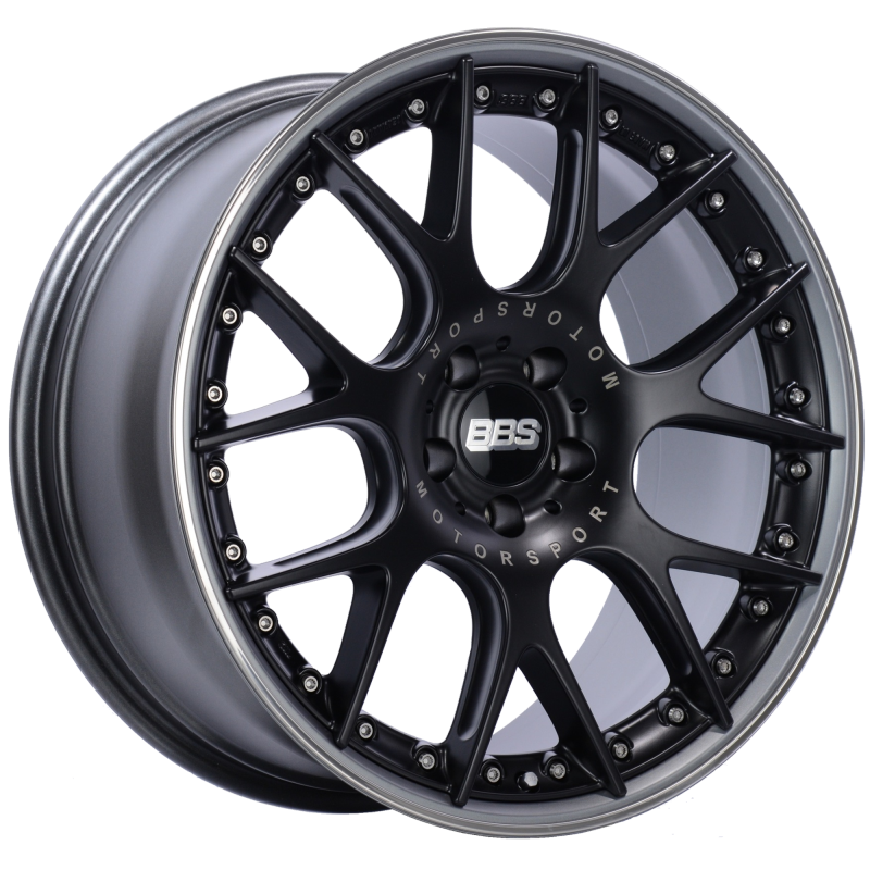 BBS CH-RII 20x9 5x112 ET30 Satin Black Center Platinum Lip SS Rim Prot Wheel -82mm PFS/Clip Req CH652BPPO Main Image