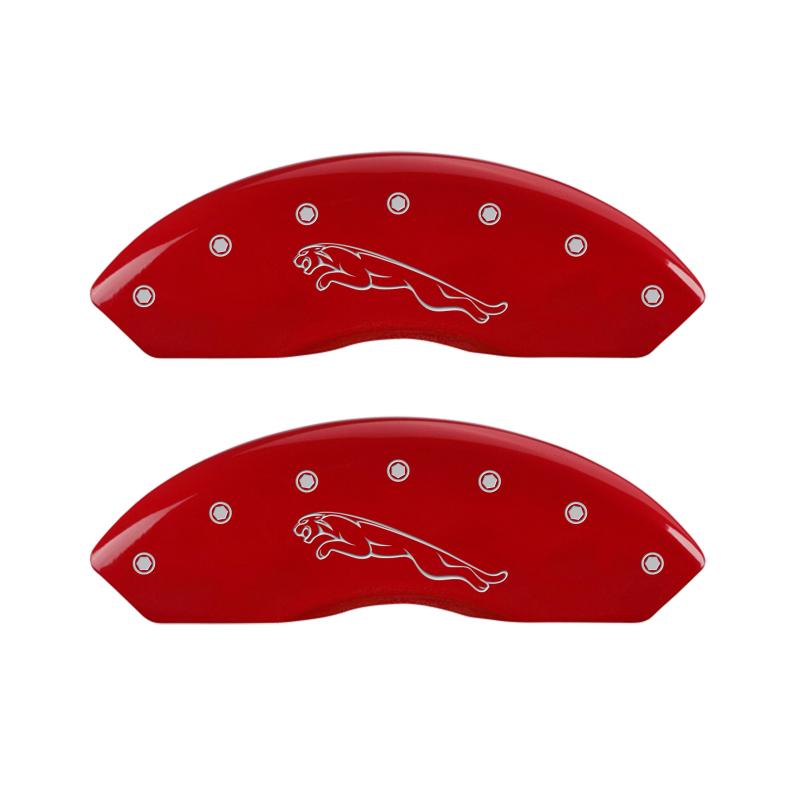 MGP 4 Caliper Covers Engraved Front & Rear Leaper Red finish silver ch 41007SLPCRD Main Image