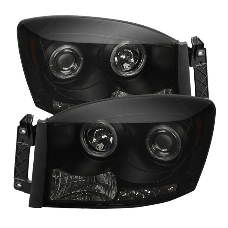 Spyder Dodge Ram 1500 06-08 06-09 Projector Headlights LED Halo LED Blk Smke PRO-YD-DR06-HL-BSM 5078391 Main Image