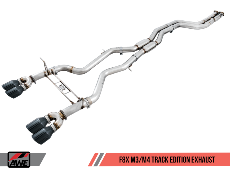 AWE Tuning BMW F8X M3/M4 Resonated Track Edition Exhaust - Diamond Black Tips (102mm) 3015-43086 Main Image