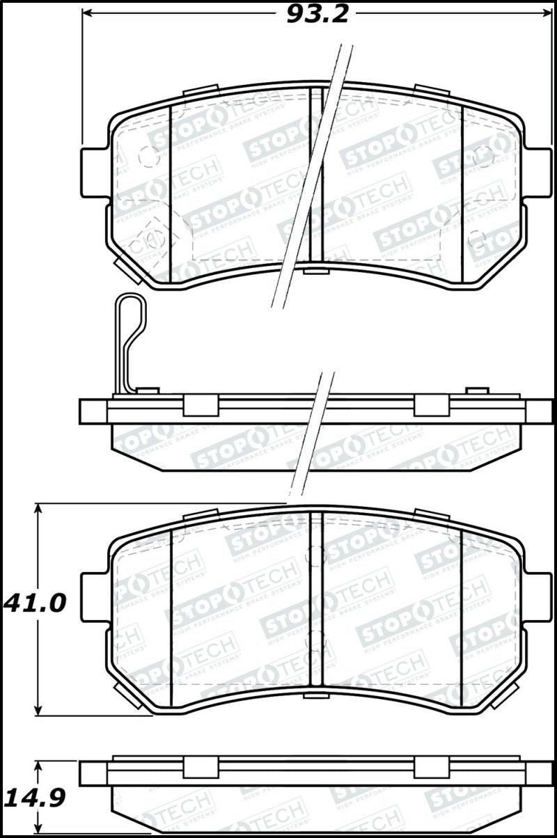 StopTech 10-13 Kia Forte Koup Street Performance Front Brake Pads 308.11570 Main Image