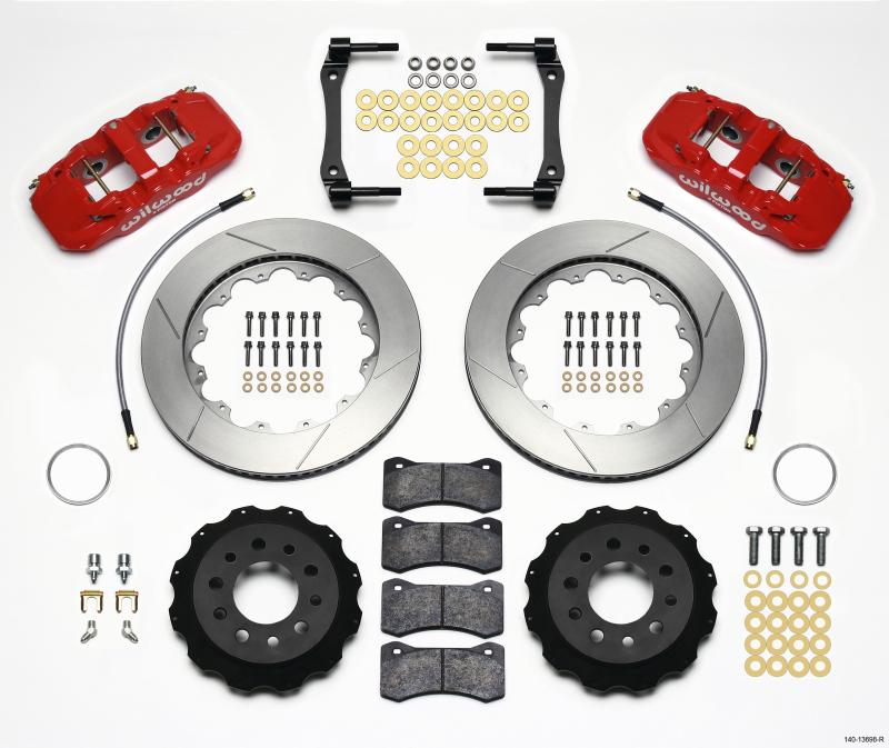 Wilwood AERO4 Rear Kit 14.25in Red 2014-Up Corvette C7 w/Lines 140-13698-R Main Image