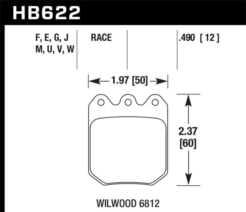 Hawk Wilwood DLS 6812 Blue 9012 Race Brake Pads HB622E.550 Main Image