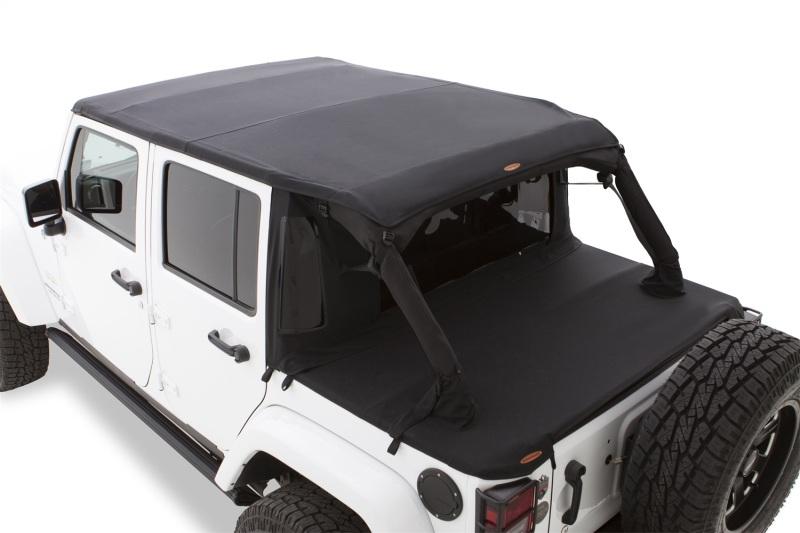 Bushwacker 07-18 Jeep Wrangler JK 2-Door Fastback Trail Armor Twill Flat Back Soft Top - Black 15235 Main Image