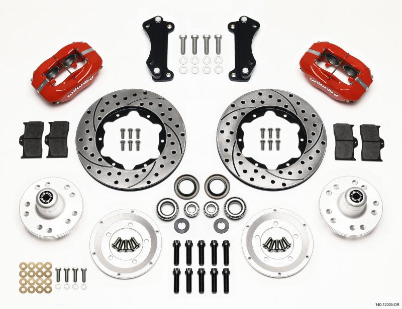 Wilwood Forged Dynalite Front Kit 11.00in Drill-Red Heidts Tri -5 2 inch Drop Spindle 140-12305-DR Main Image