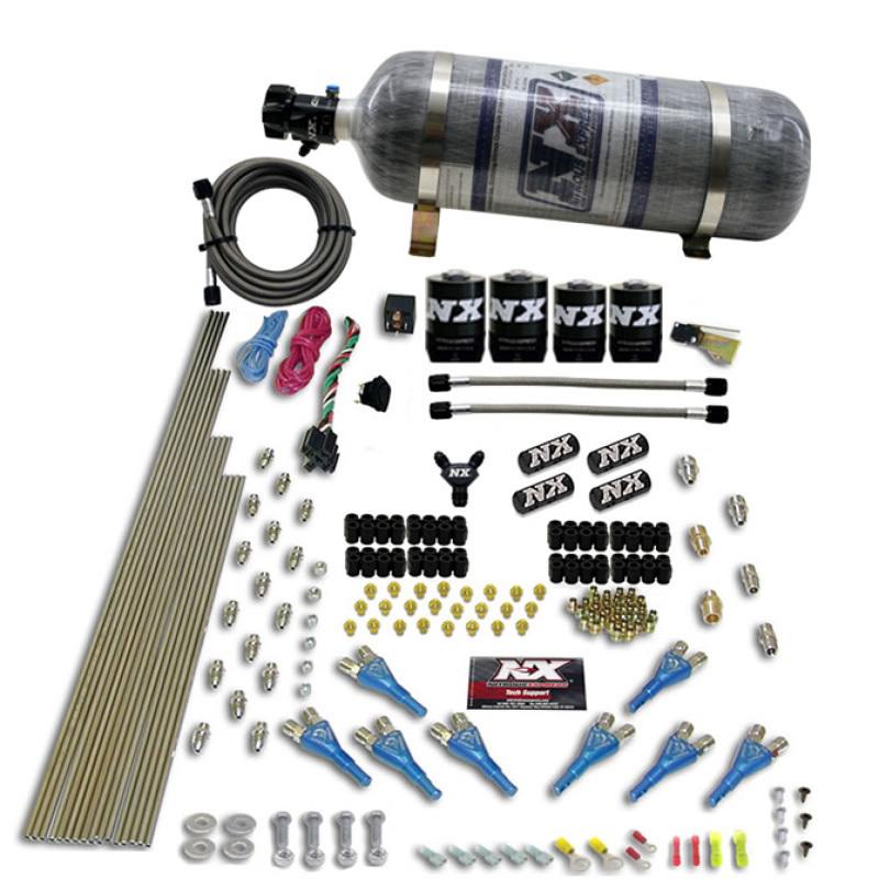 Nitrous Express 8 Cyl Shark Direct Port 4 Solenoids Nitrous Kit (200-600HP) w/Composite Bottle 90506-12 Main Image