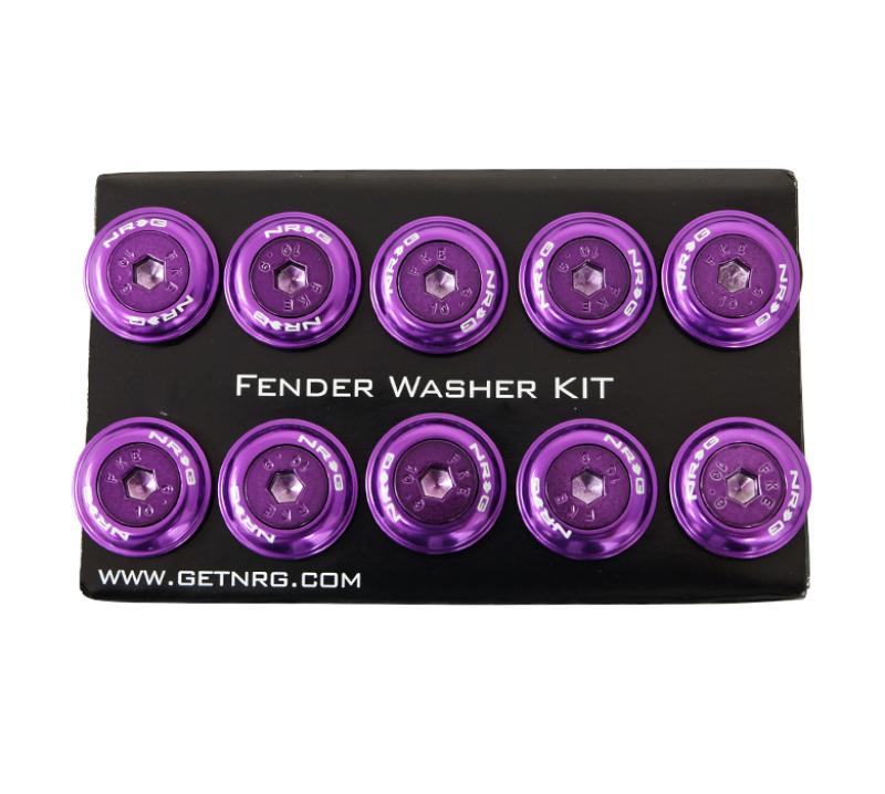 NRG Fender Washer Kit w/Color Matched M6 Bolt Rivets For Plastic (Purple) - Set of 10 FW-150PP Main Image