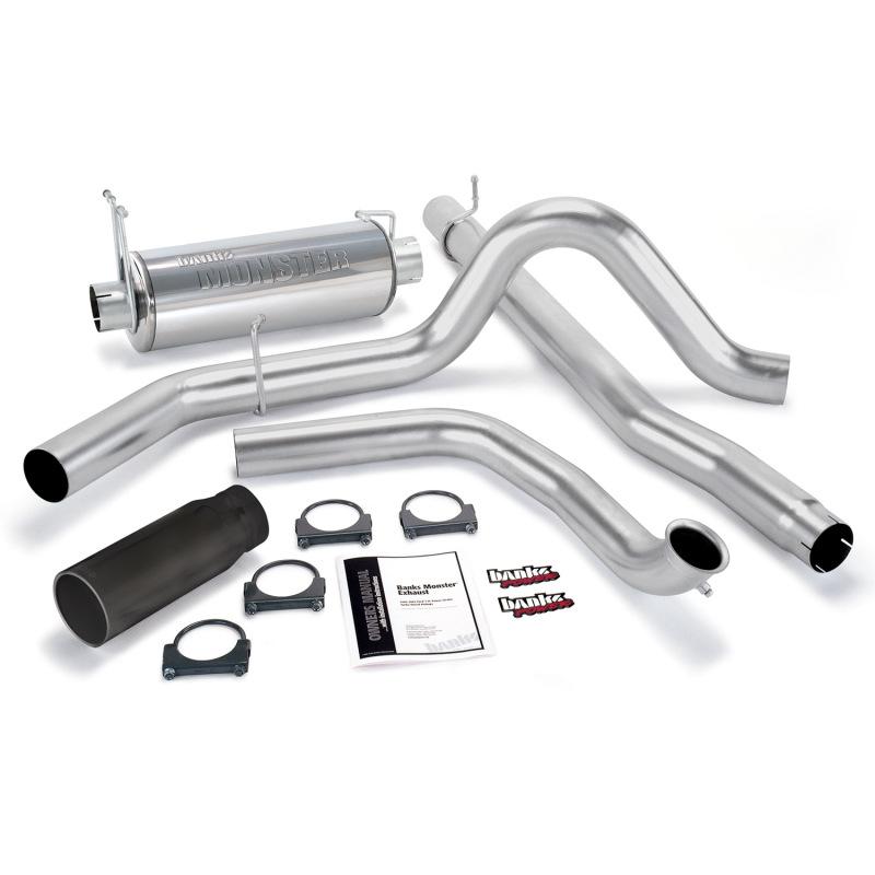 Banks Power 99-03 Ford 7.3L Monster Exhaust System - SS Single Exhaust w/ Black Tip 48656-B Main Image