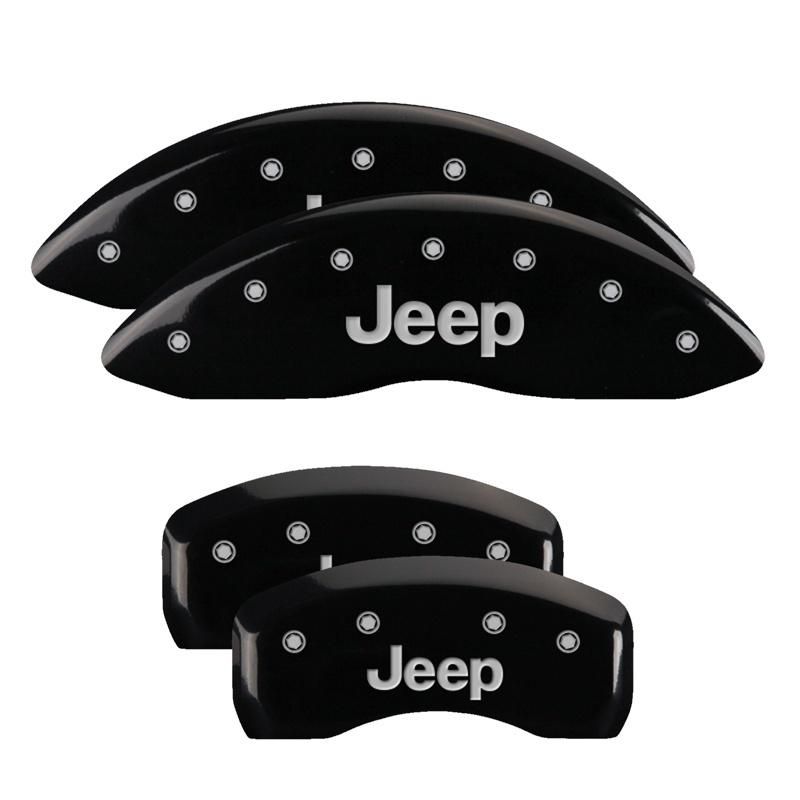 MGP 4 Caliper Covers Engraved Front & Rear JEEP Black finish silver ch 42003SJEPBK Main Image