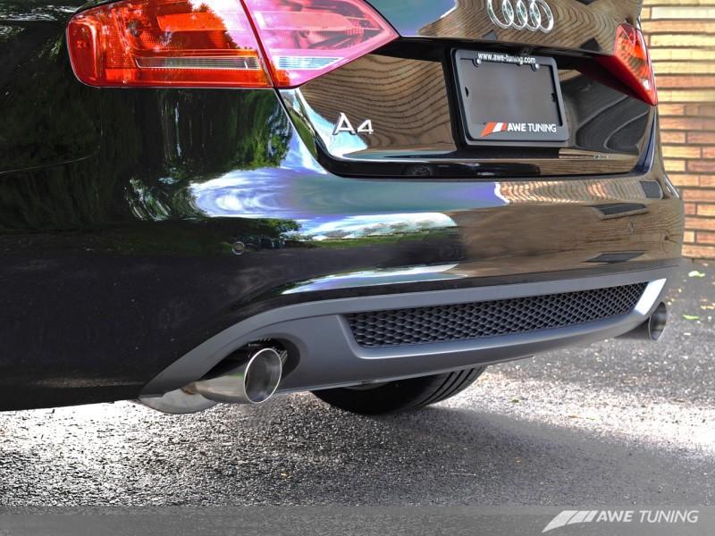 AWE Tuning Audi B8 A4 3.2L Touring Edition Exhaust - Dual 88.9mm (3.5in) Polished Silver Tips 3015-32018 Main Image