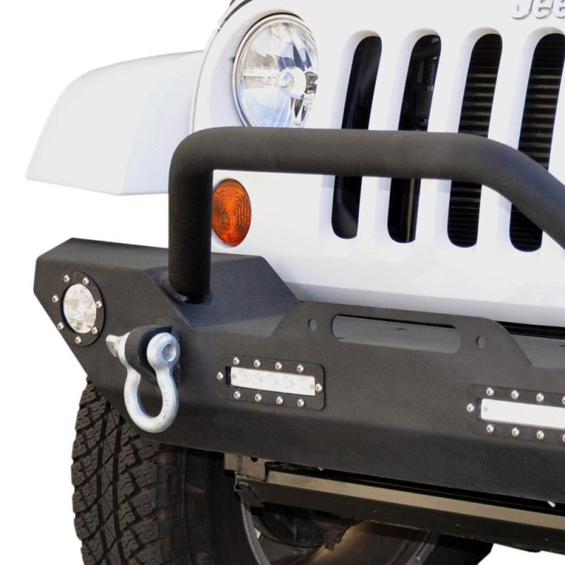 DV8 Offroad 07-18 Jeep Wrangler JK/JL FS-7 Mid Length Steel Front Bumper w/ LED Lights FBSHTB-07 Main Image