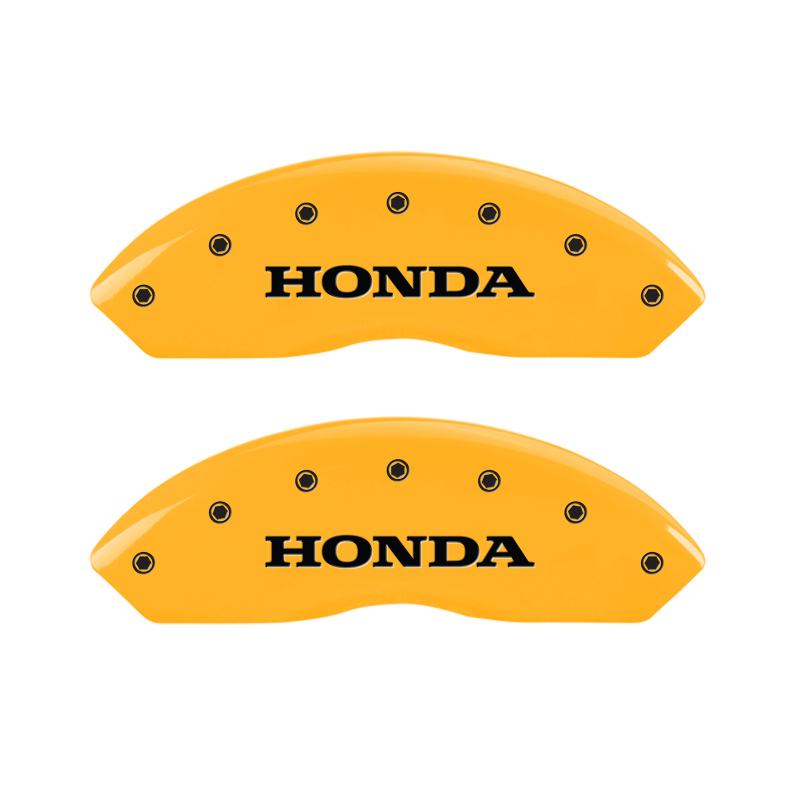 MGP 4 Caliper Covers Engraved Front Honda Engraved Rear Odyssey Yellow finish black ch 20203SODSYL Main Image