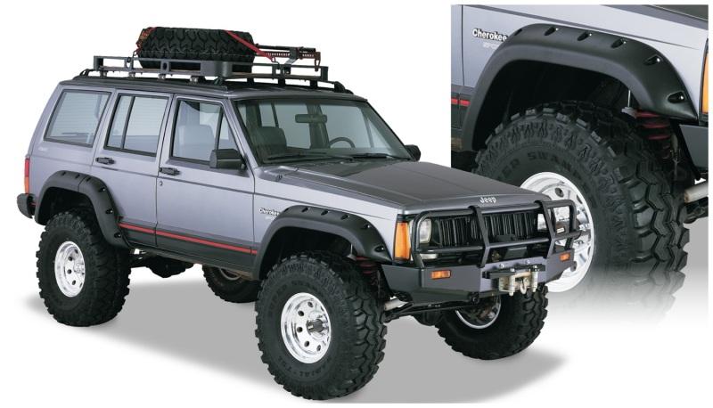 Bushwacker 84-01 Jeep Cherokee Cutout Style Flares 4pc Fits 4-Door Sport Utility Only - Black 10911-07 Main Image