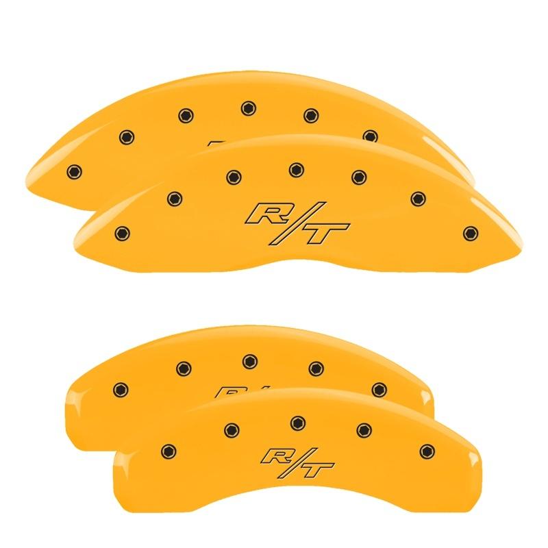 MGP 4 Caliper Covers Engraved Front & Rear Vintage Style/RT Yellow finish black ch 12088SRTRYL Main Image