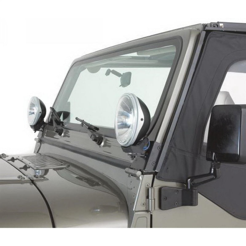 Rampage 1997-2006 Jeep Wrangler(TJ) Windshield Hinge Light Bracket - Black 7608