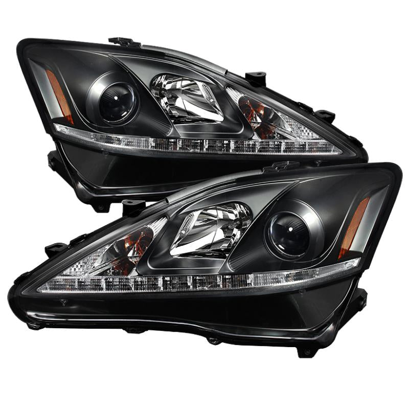 Spyder Lexus IS 250/350 2006-2010 Projector Headlights DRL Black PRO-YD-LIS06-DRL-BK 5080059 Main Image