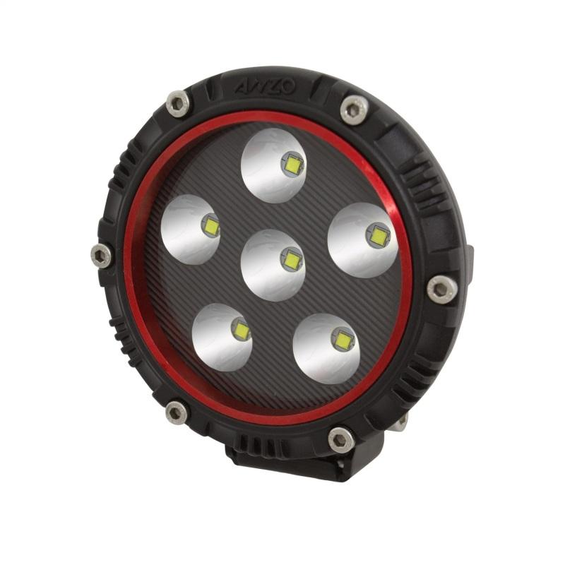 ANZO Universal 4in Round White LED Light w/ Red Bezel 861180 Main Image