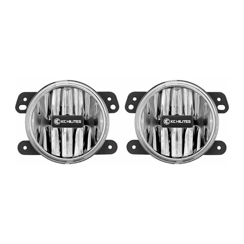 KC HiLiTES 10-18 Jeep JK 4in. Gravity G4 LED Light 10w SAE/ECE Amber Fog Beam (Pair Pack System) 498 Main Image