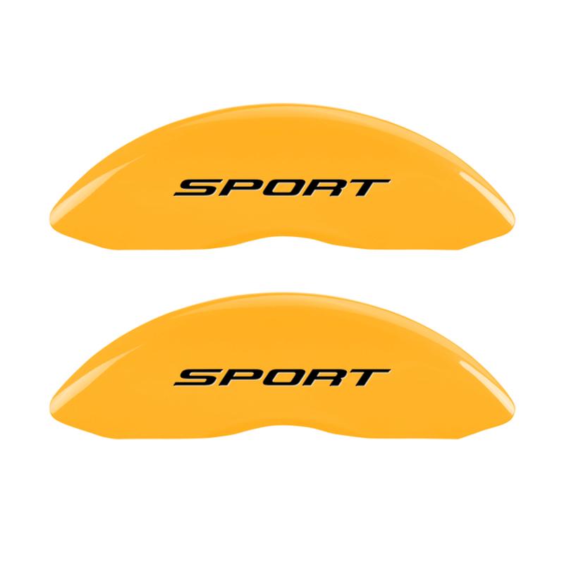 MGP 4 Caliper Covers Engraved Front & Rear No Bolts/Sport 2015 Yellow finish black ch 10241SSP2YL Main Image