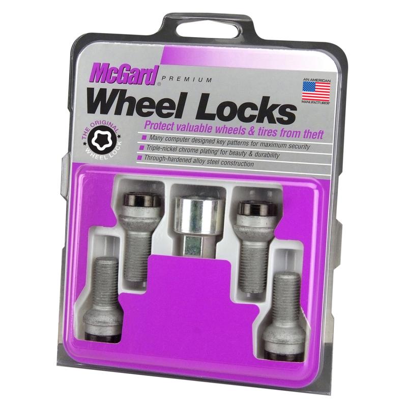 McGard Wheel Lock Bolt Set - 4pk. (Radius Seat) M14X1.5 / 17mm Hex / 26.7mm Shank Length - Black 28318 Main Image