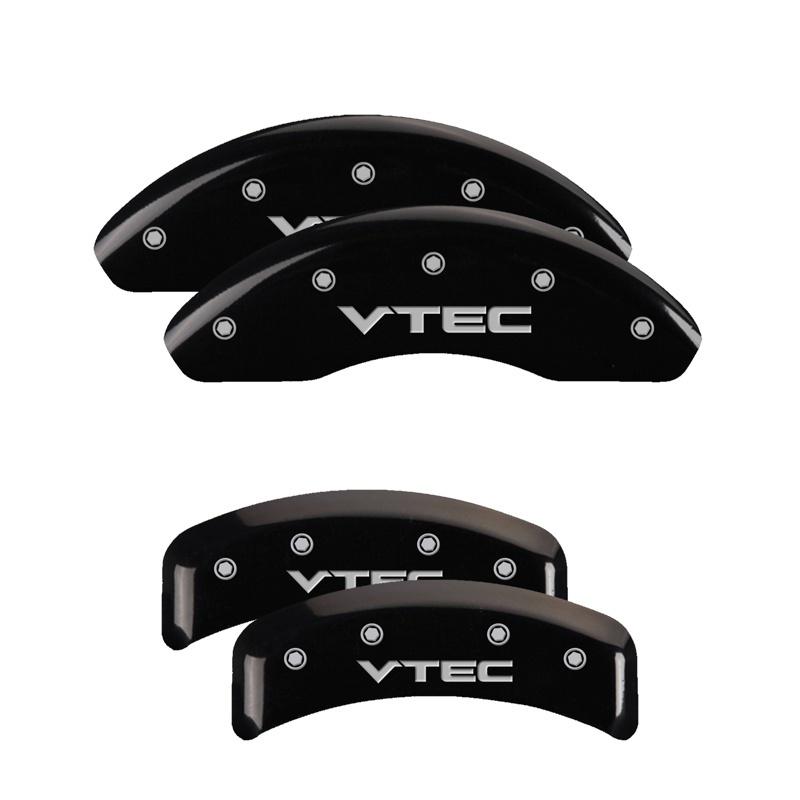 MGP 4 Caliper Covers Engraved Front & Rear Vtech Black finish silver ch 39002SVTCBK Main Image