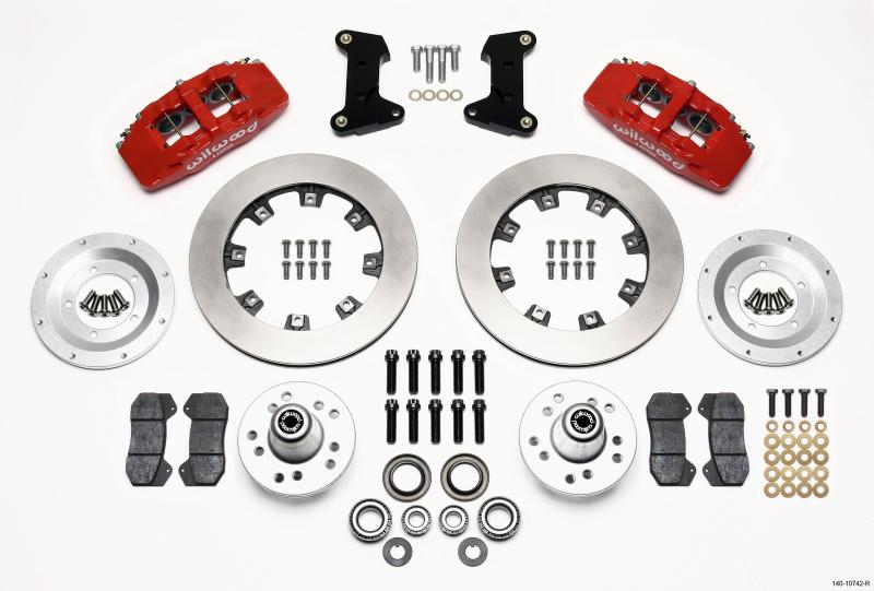 Wilwood Dynapro 6 Front Hub Kit 12.19in Red 74-80 Pinto/Mustang II Disc Spindle only 140-10742-R Main Image