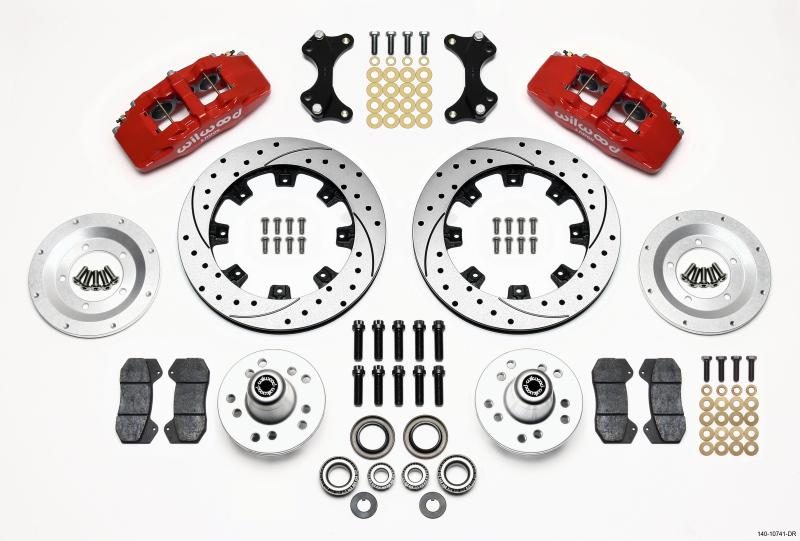 Wilwood Dynapro 6 Front Hub Kit 12.19in Drilled Red WWE ProSpindle 140-10741-DR Main Image