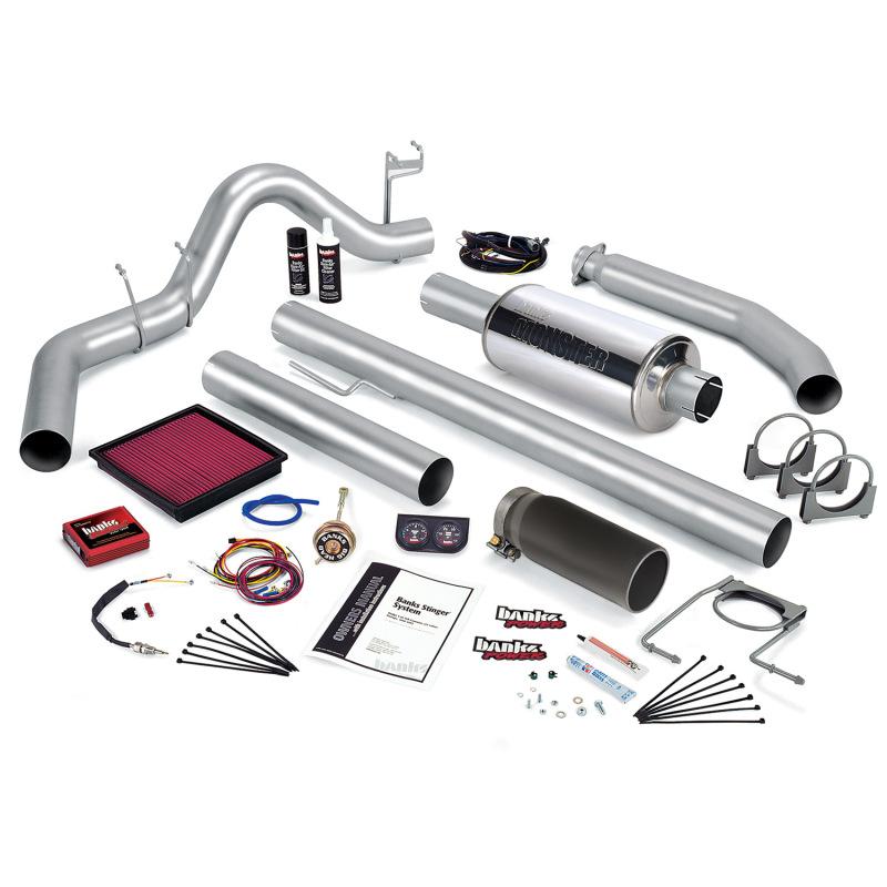 Banks Power 01 Dodge 5.9L 235Hp Ext Cab Stinger System - SS Single Exhaust w/ Black Tip 49370-B Main Image