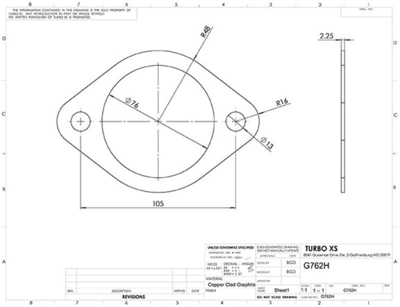 Turbo XS 2-Bolt High Temperature Exhaust Gasket 76mm/3in ID (Single) txs-G762H Main Image