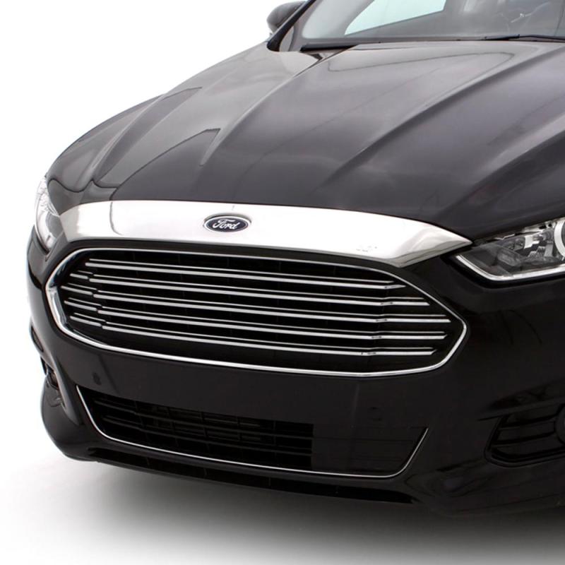 AVS 13-16 Ford Fusion (Grille Fascia Mount) Aeroskin Low Profile Hood Shield - Chrome 620043 Main Image