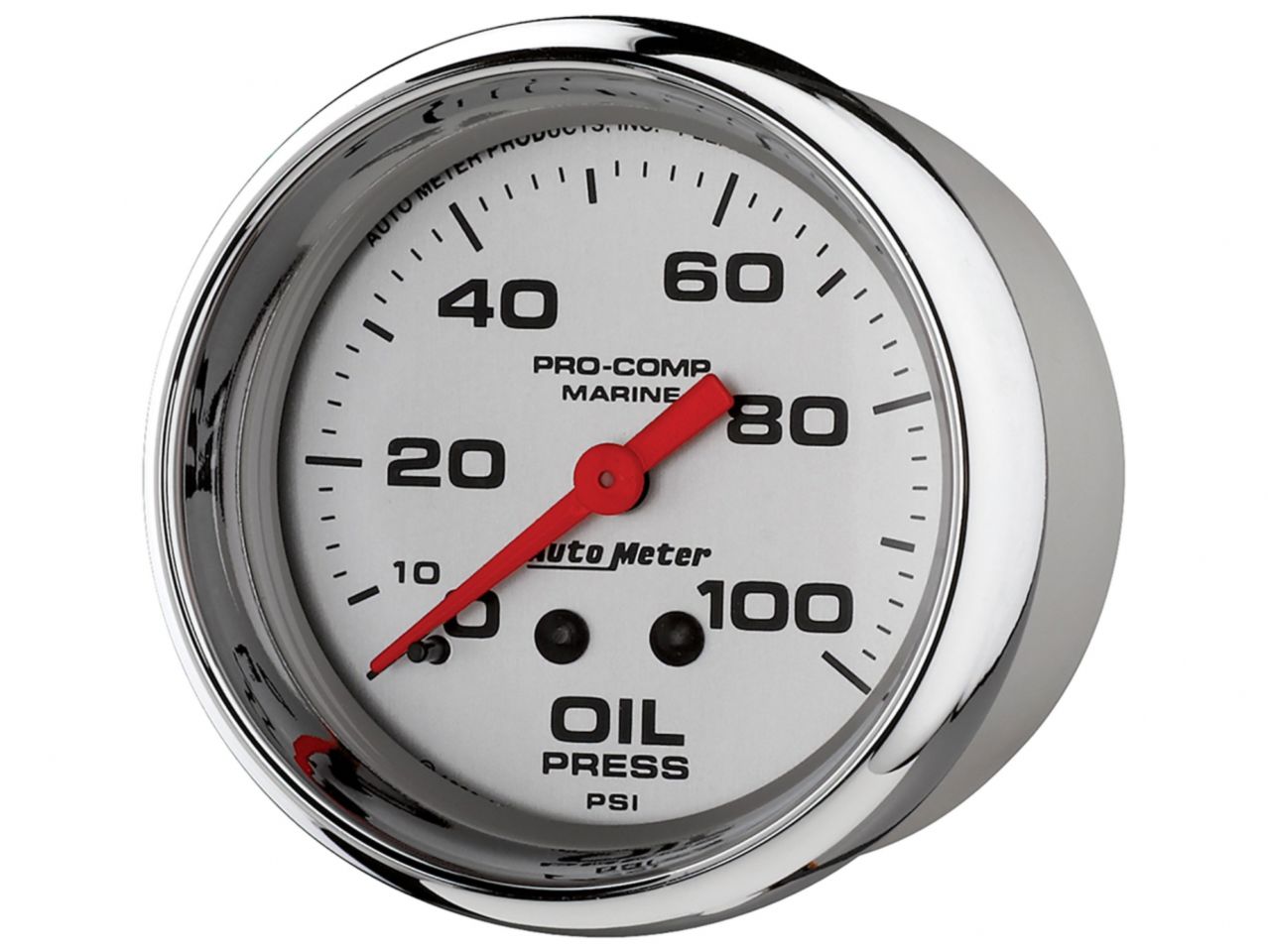 Autometer Gauge, Oil Pressure, 2 5/8", 100Psi, Mechanical, Marine Chrome