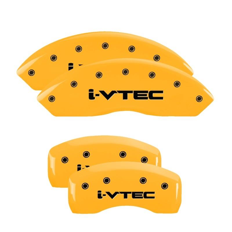 MGP 4 Caliper Covers Engraved F & R I-Vtec Yellow Finish Black Char 2010 Honda Accord Crosstour 20211SIVTYL Main Image