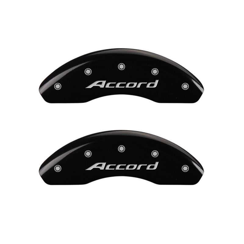 MGP 4 Caliper Covers Engraved Front Accord Engraved Rear Accord Black finish silver ch 20130SACCBK Main Image