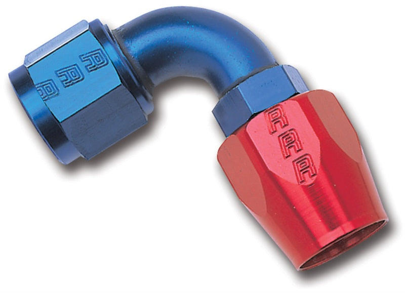 Russell Full Flow 90° Hose Ends - Red / Blue