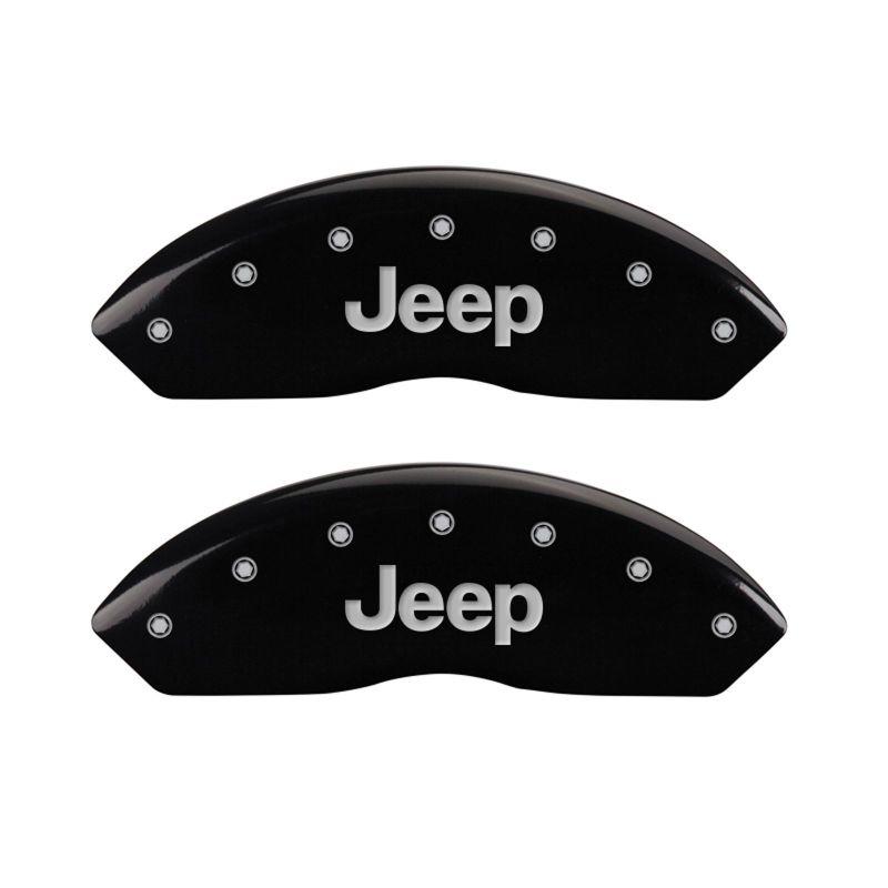 MGP 4 Caliper Covers Engraved Front & Rear JEEP Black finish silver ch 42014SJEPBK Main Image