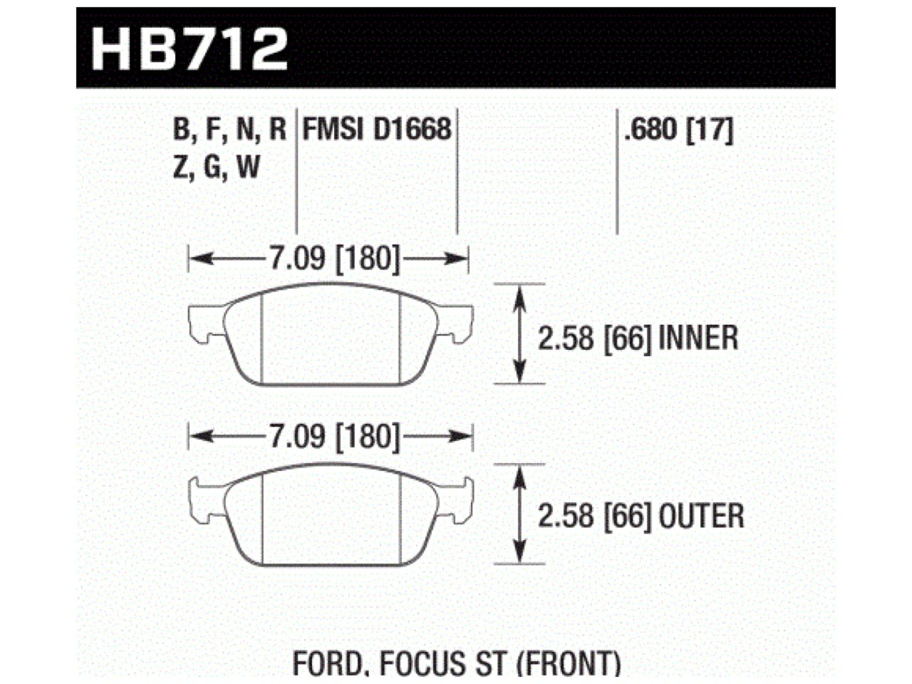 Hawk Brake Pads HB712B.680 Item Image