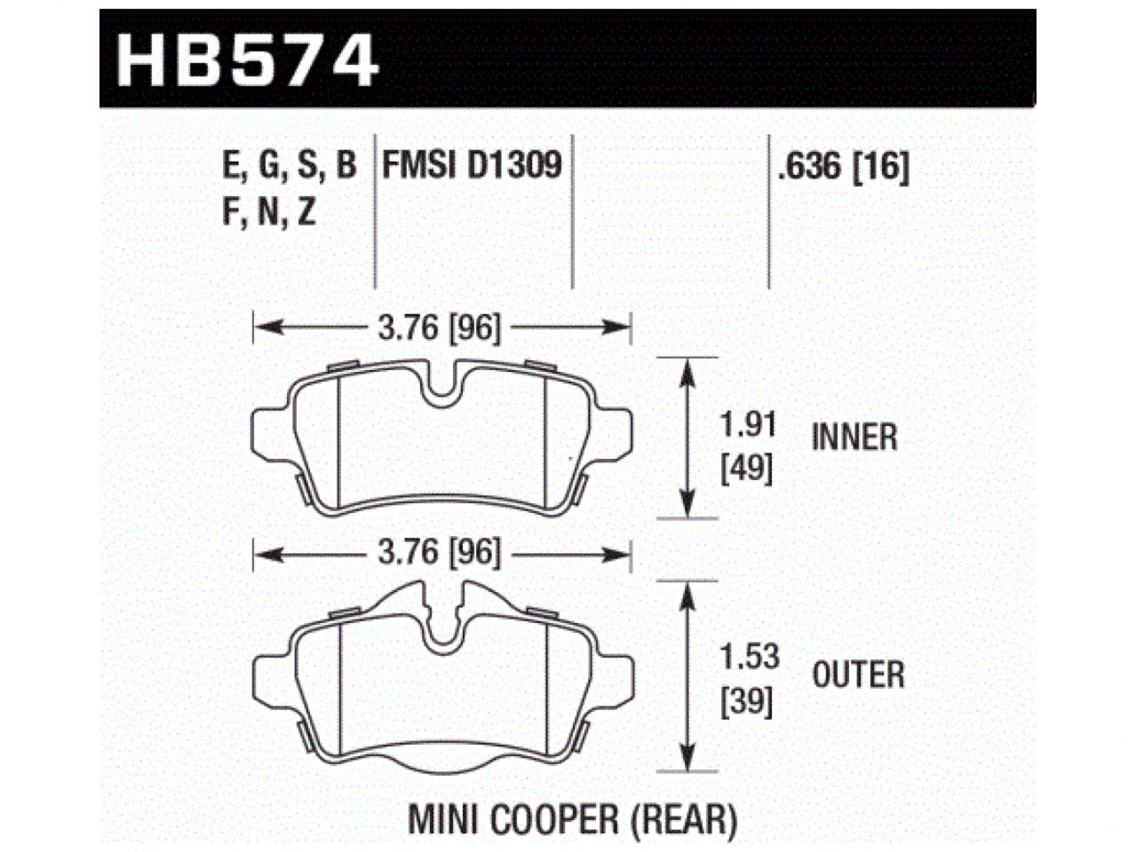Hawk Brake Pads HB574B.636 Item Image