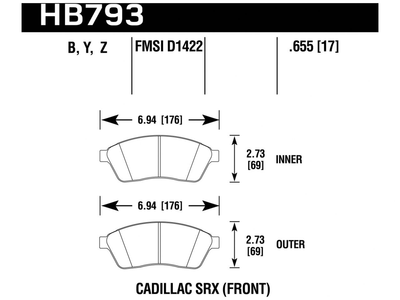 Hawk Brake Pads HB793Y.655 Item Image