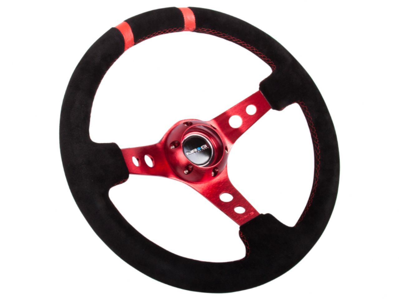 NRG Reinforced Steering Wheel- 350mm Suede Sport Steering Wheel (3" Deep)